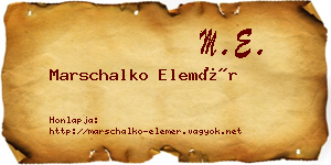 Marschalko Elemér névjegykártya